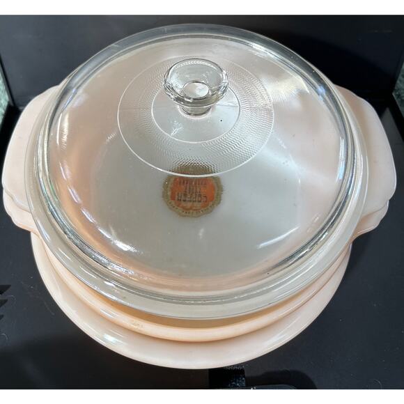 c1950 NEW Fire King 11 piece with stickers Copper Tint bakeware set - Picture 7 of 16